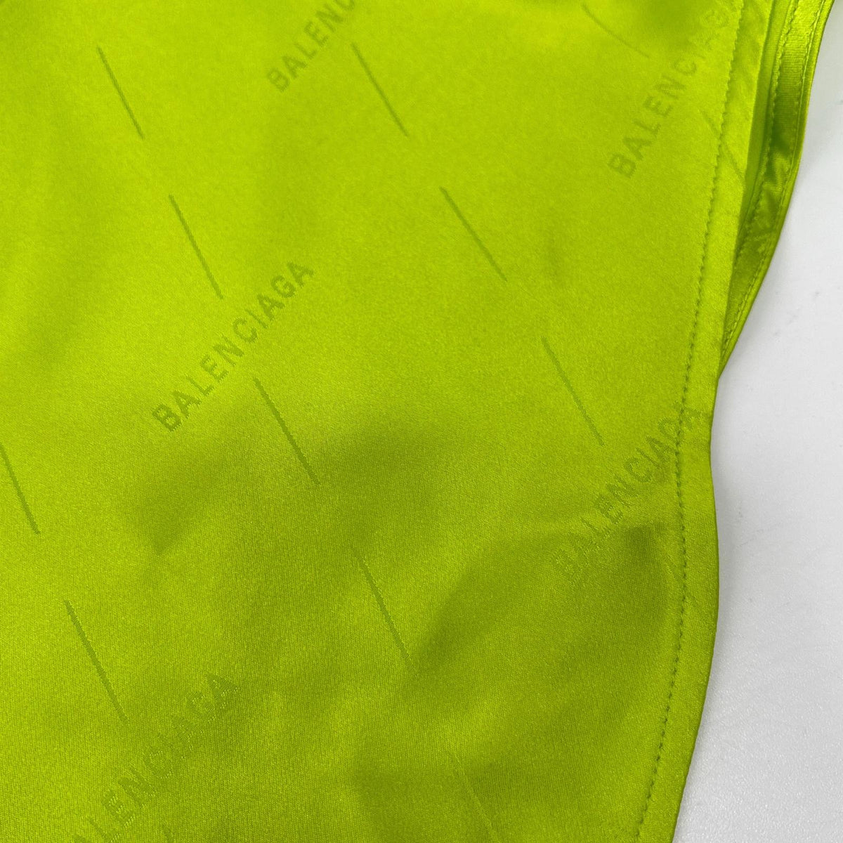 BALENCIAGA バレンシアガ 20年製 623037 ネオンイエロー 総柄 シルク シャツ トップス