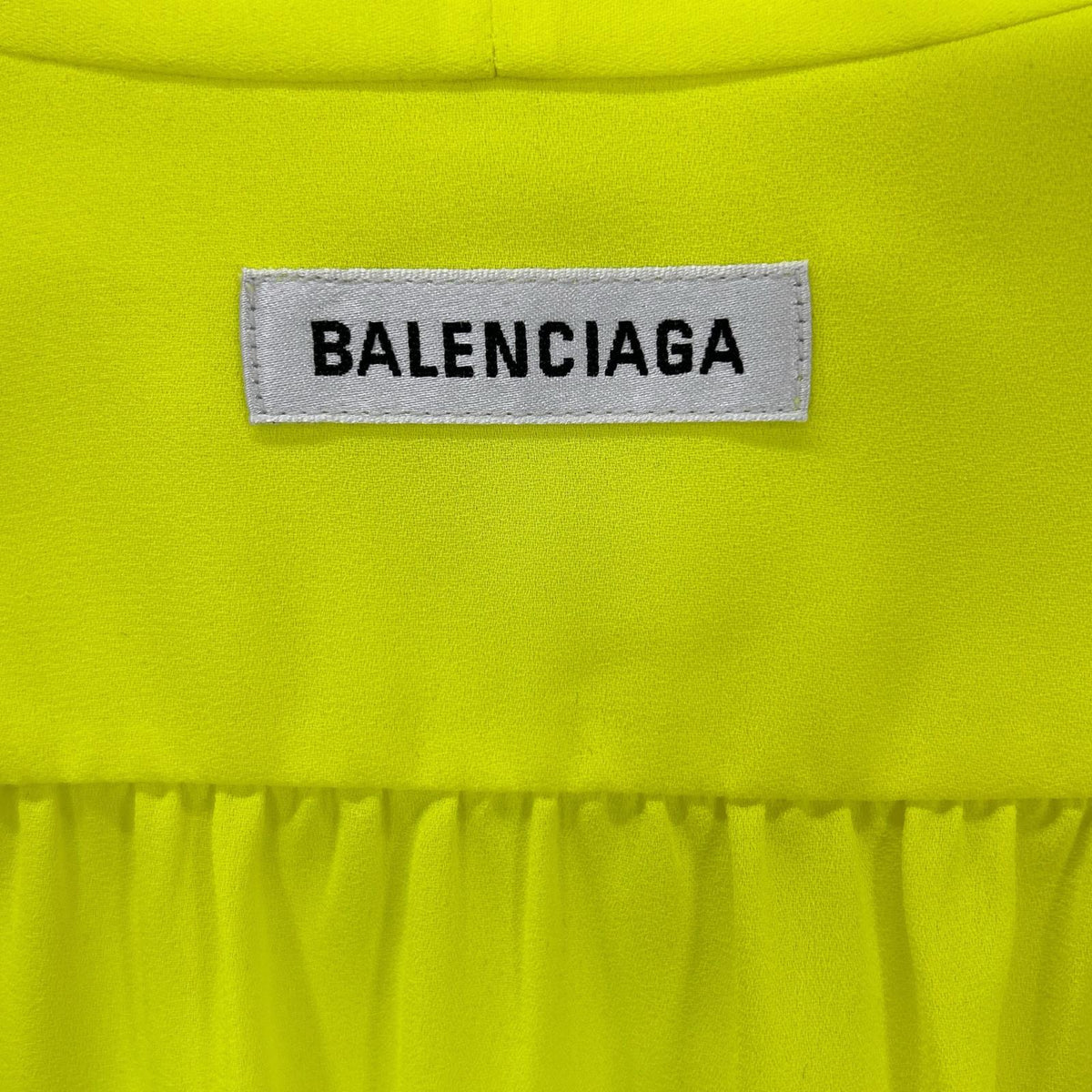 BALENCIAGA バレンシアガ 20年製 602571 ネオンイエロー リボン スカーフ ブラウス トップス