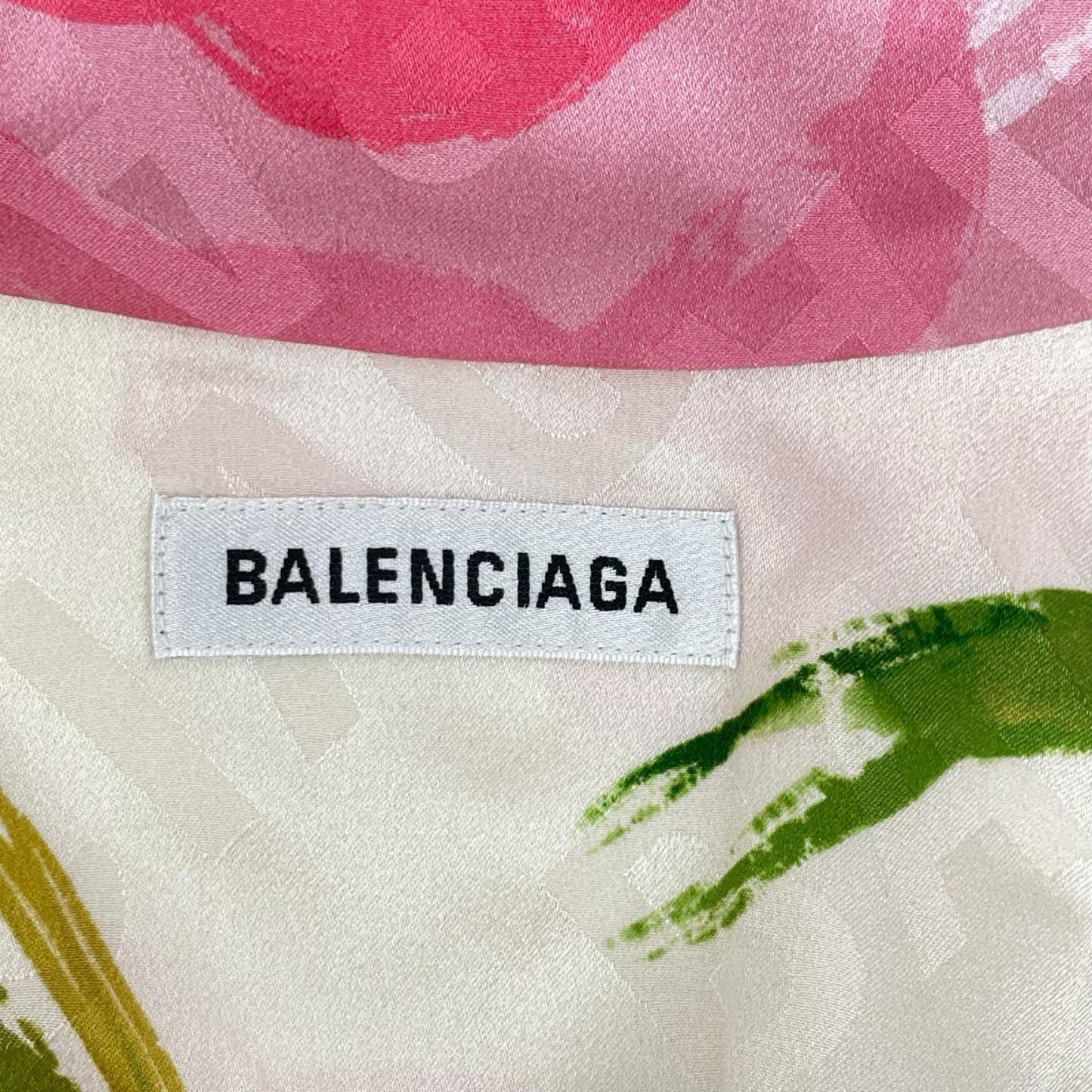 BALENCIAGA バレンシアガ 20年製 625516 ピンク 花柄 リボン スカーフ ブラウス トップス