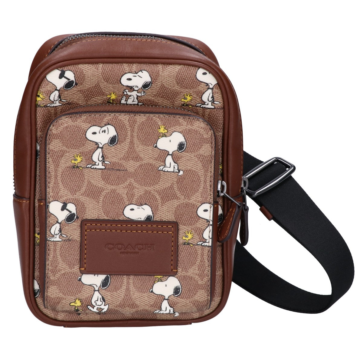 COACH コーチ x PEANUTS ピーナッツ 【美品】CBK47 レーサー シグネチャーキャンバス スヌーピープリント スリングパック ボディバッグ