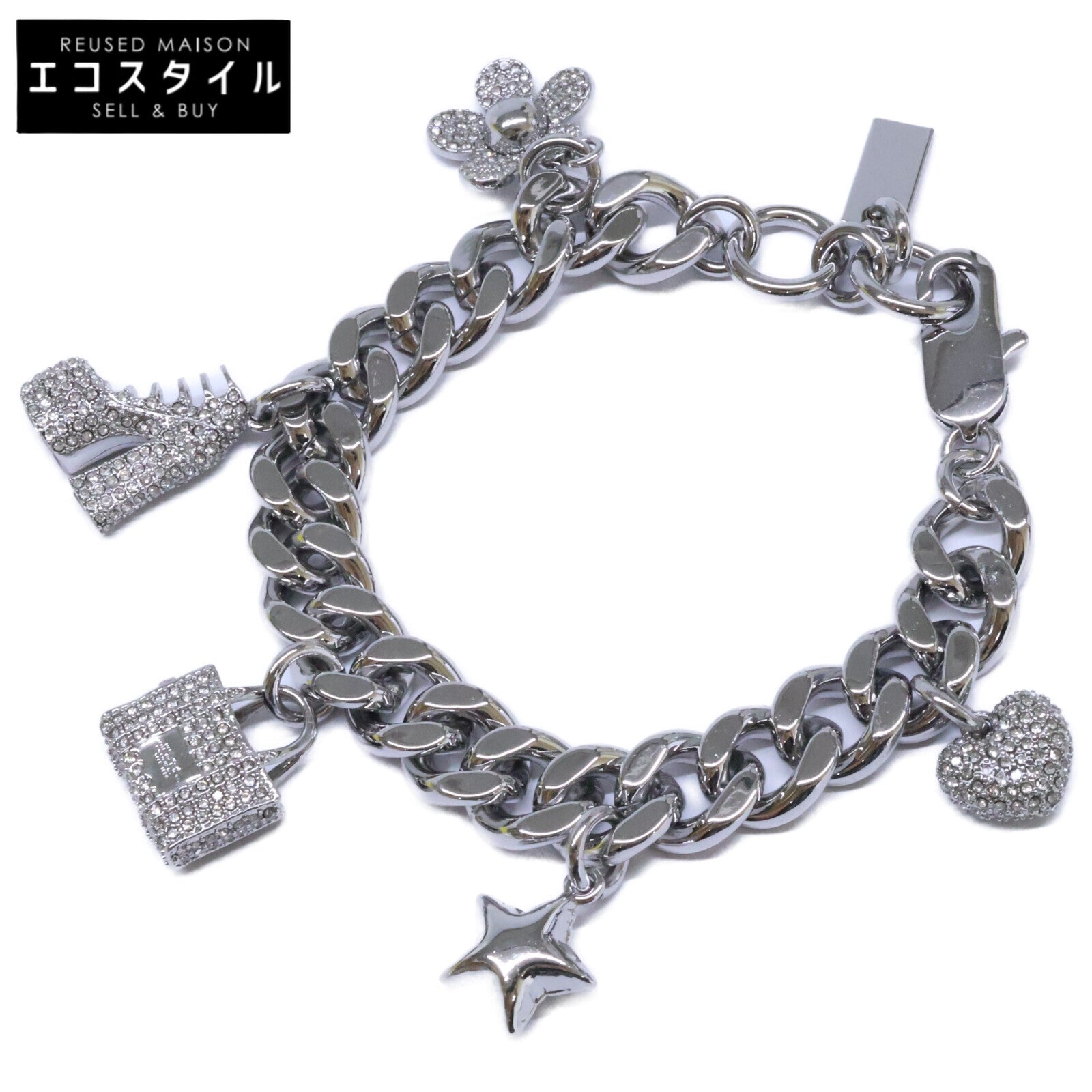 MARC JACOBS マーク ジェイコブス 【美品】2R3JBR001J81-059 THE PAVE MINI ICON CHARM BRACELET ミニ アイコン パヴェ チャーム ブレスレット