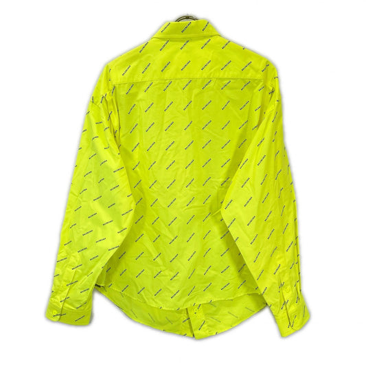 BALENCIAGA バレンシアガ 20年 ネオンイエロー コットン ロゴプリント シャツ トップス