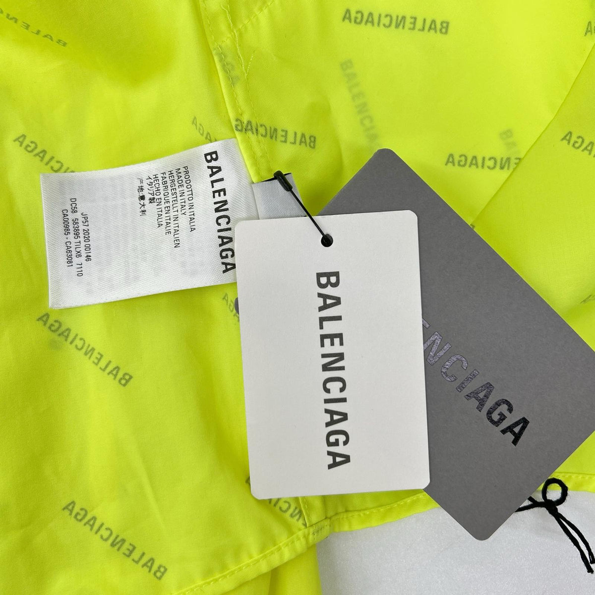 BALENCIAGA バレンシアガ 20年 ネオンイエロー コットン ロゴプリント シャツ トップス