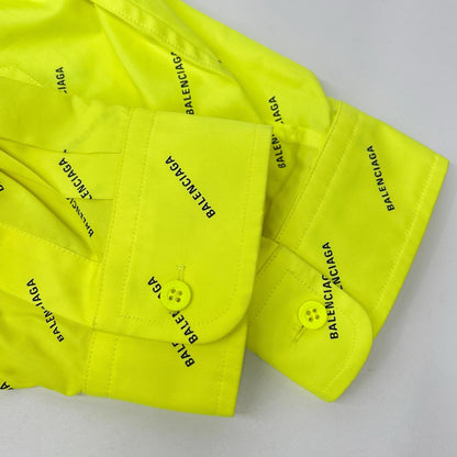 BALENCIAGA バレンシアガ 20年 ネオンイエロー コットン ロゴプリント シャツ トップス