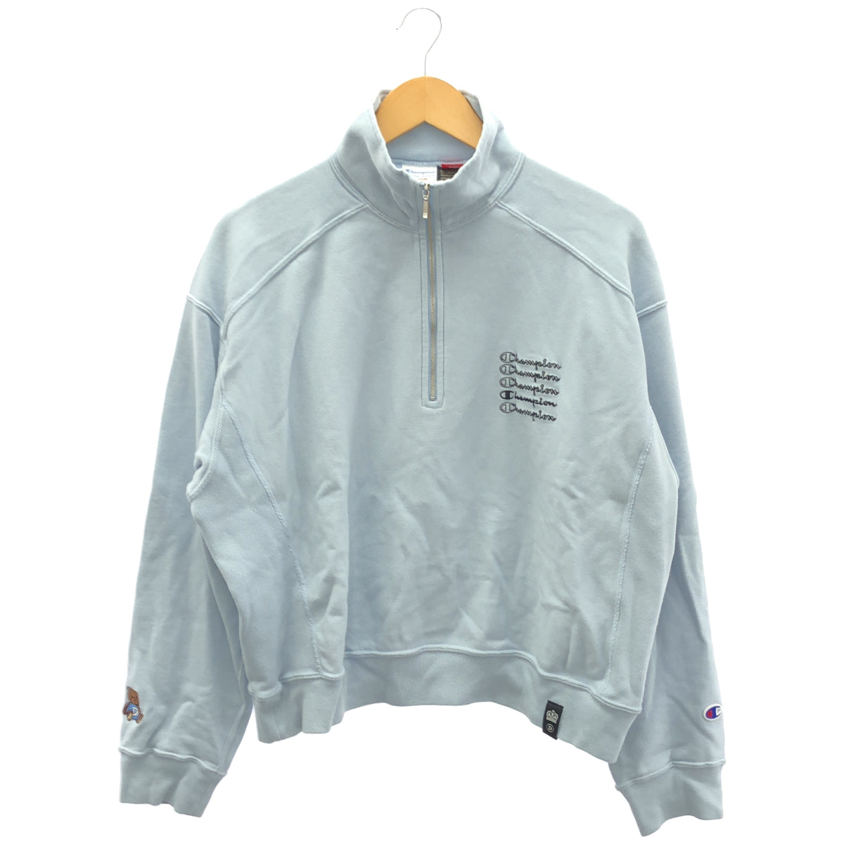 Champion チャンピオン ×ダブルスタンダード ライトブルー ハーフジップ トレーナー トップス
