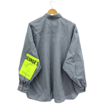 GEORGE'S ジョージズ GGMA000636 ブルー ストライプ ビッグシャツ トップス
