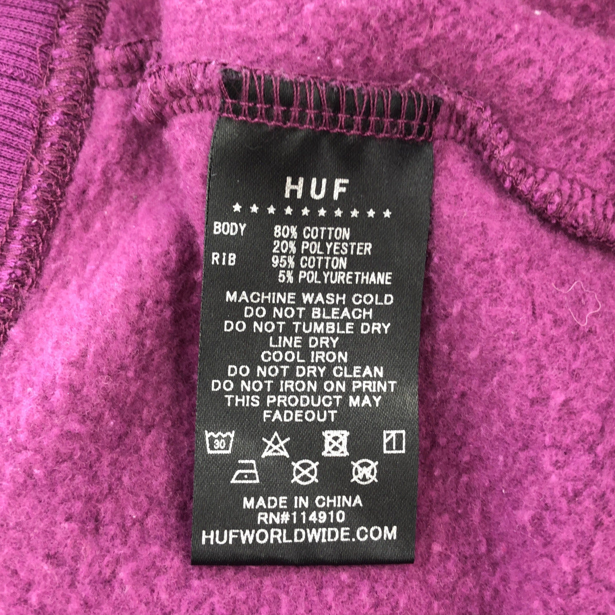 HUF ハフ パープル コットン プルオーバー パーカー トップス