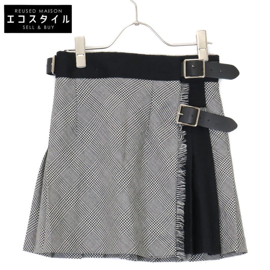 O'Neil of Dublin B12738W Gray Wool Glen Check Belted Mini Skirt 36 Women's