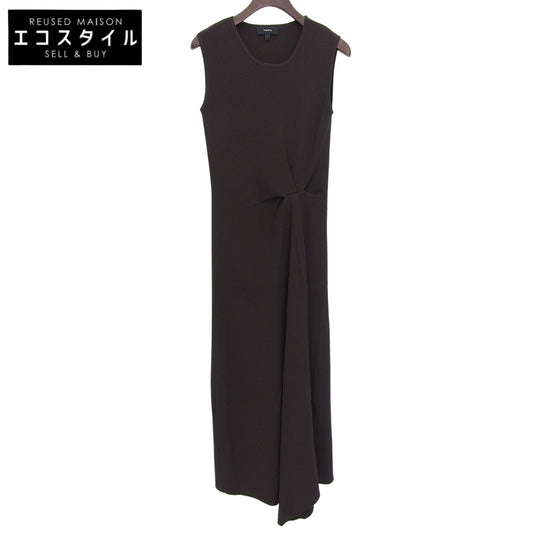 Theory Sleeveless Ribbed Tucked Dress One-piece Women's Brown S 0305716 Dress