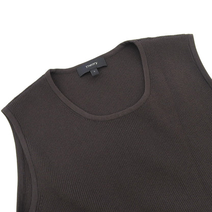 Theory Sleeveless Ribbed Tucked Dress One-piece Women's Brown S 0305716 Dress