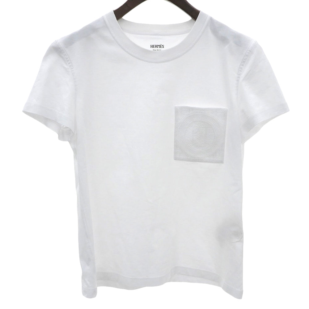HERMES エルメス 美品 ポケットデザイン Tシャツ トップス レディース ホワイト 36 47-7703 トップス