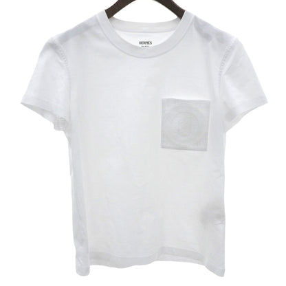 HERMES エルメス 美品 ポケットデザイン Tシャツ トップス レディース ホワイト 36 47-7703 トップス