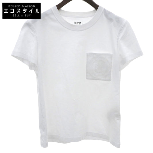 HERMES Beautiful Pocket Design T-shirt Top Women's White 36 47-7703 Top