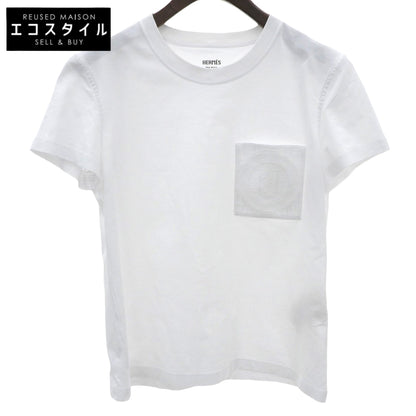 HERMES エルメス 美品 ポケットデザイン Tシャツ トップス レディース ホワイト 36 47-7703 トップス