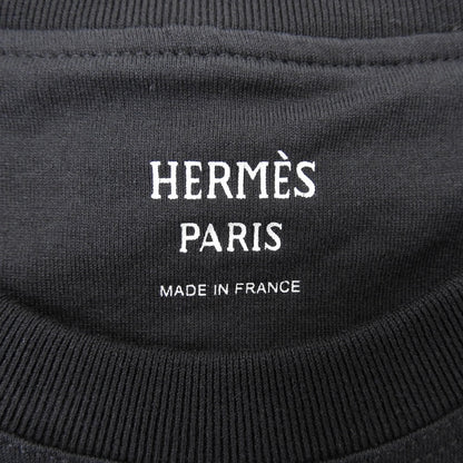 HERMES エルメス 美品 コットン 胸デザイン Tシャツ トップス レディース ブラック 36 47-7703 トップス