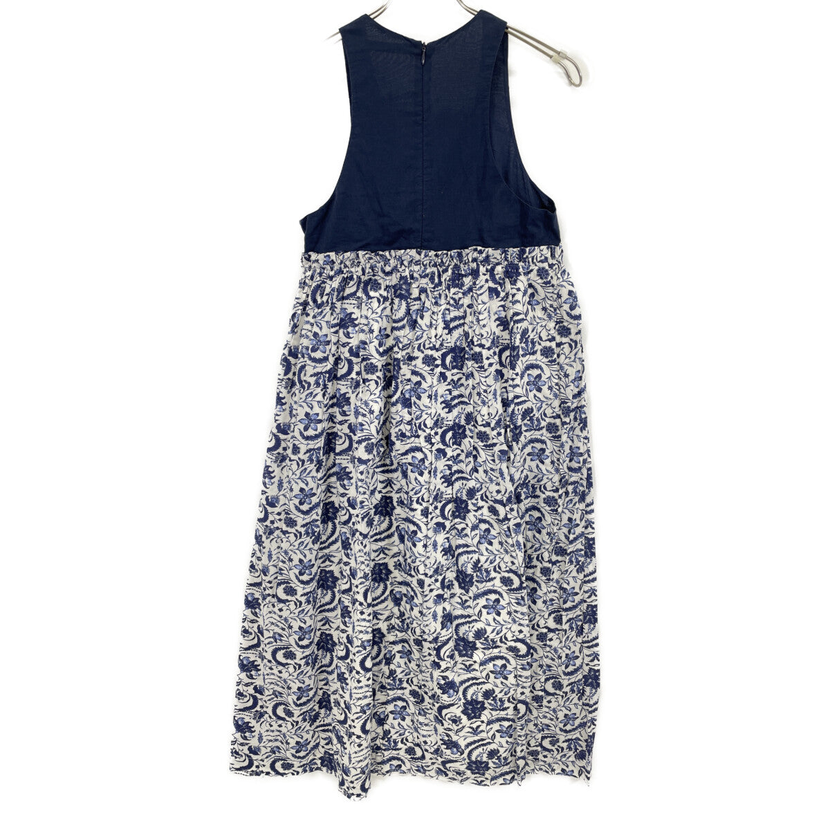 MARIHA Navy Floral Print Switching Dress "Night Beach" Sleeveless Dress