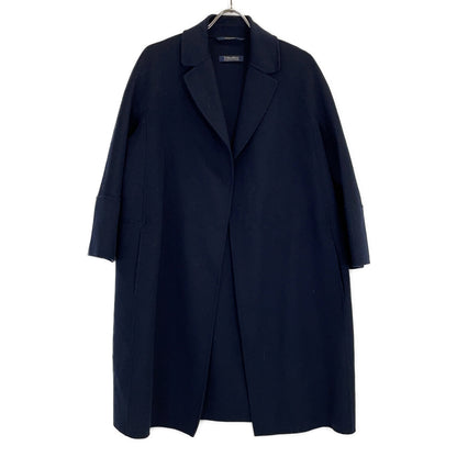 S MaxMara S Max Mara 【Cucito A Mano】海军蓝纯羊毛裹身大衣