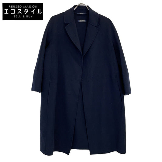 S MaxMara エスマックスマーラ 【Cucito A Mano】ネイビー ピュアウール ラップコート コート