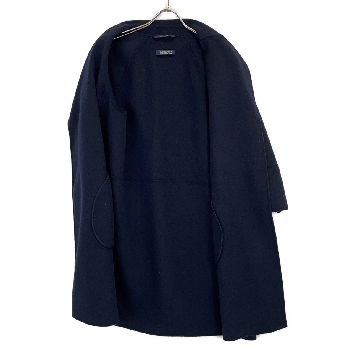 S MaxMara エスマックスマーラ 【Cucito A Mano】ネイビー ピュアウール ラップコート コート