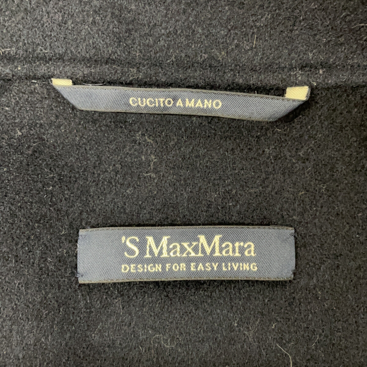 S MaxMara S Max Mara 【Cucito A Mano】海军蓝纯羊毛裹身大衣