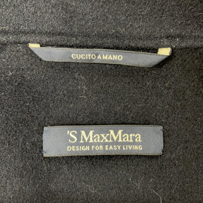 S MaxMara S Max Mara 【Cucito A Mano】海军蓝纯羊毛裹身大衣