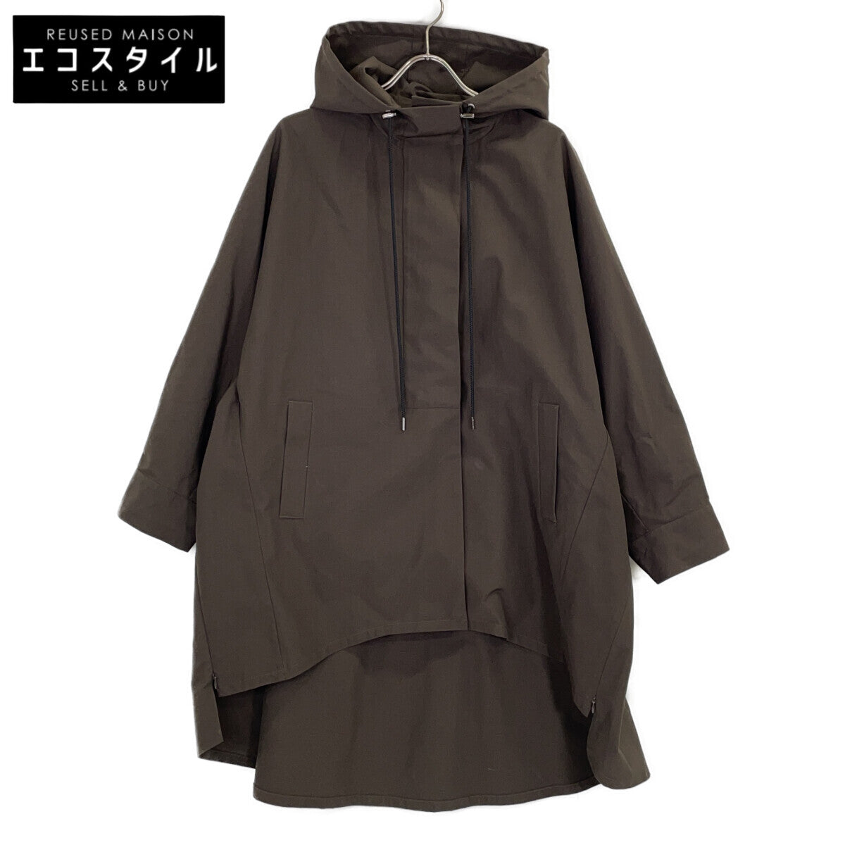 VACHEMENT VF-06-601 Khaki Recycled Shell Taffeta High-Low Coat