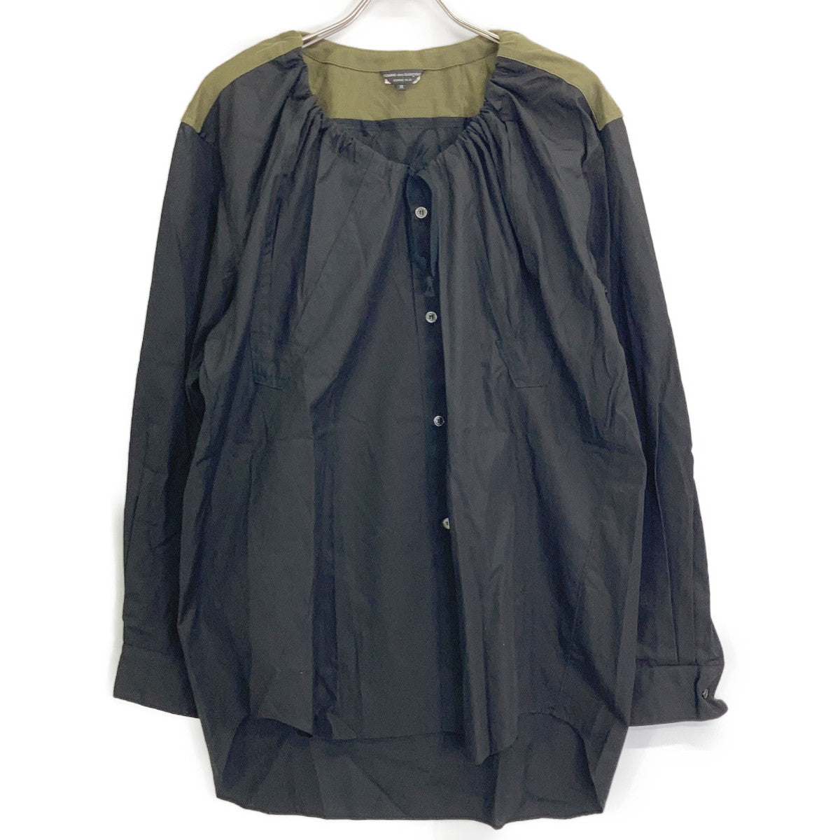 COMMEdesGARCONS HOMME PLUS 川久保玲男装 PP-B021 25年款 黑色×卡其色 拼接衬衫 上衣