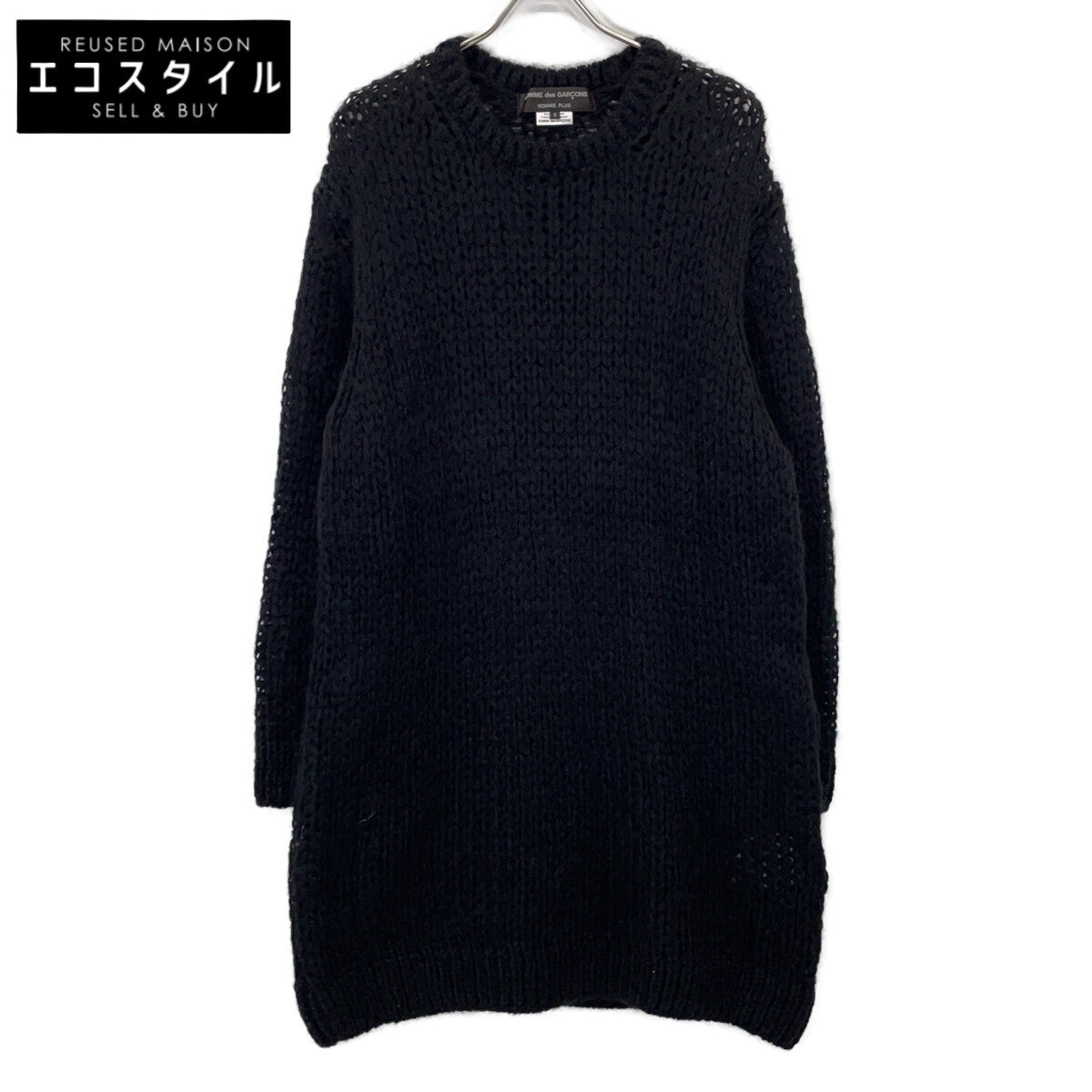 COMME des GARCONS HOMME PLUS 川久保玲 男士支线 黑色 超大版型 低针距 马海毛 长款针织上衣