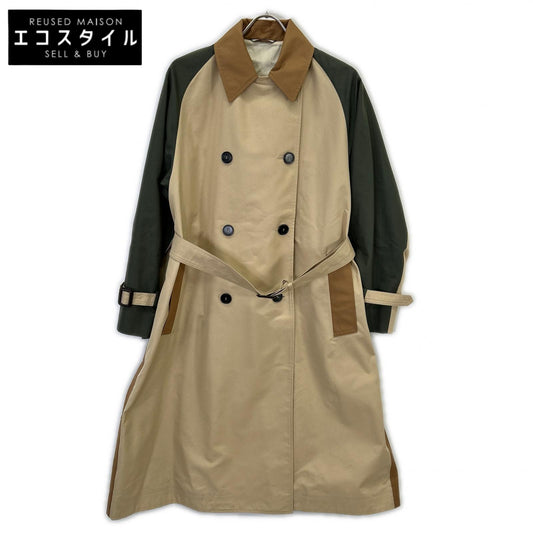 23502103376 Beige Tricolor Over Trench Coat Coat 38 Women's
