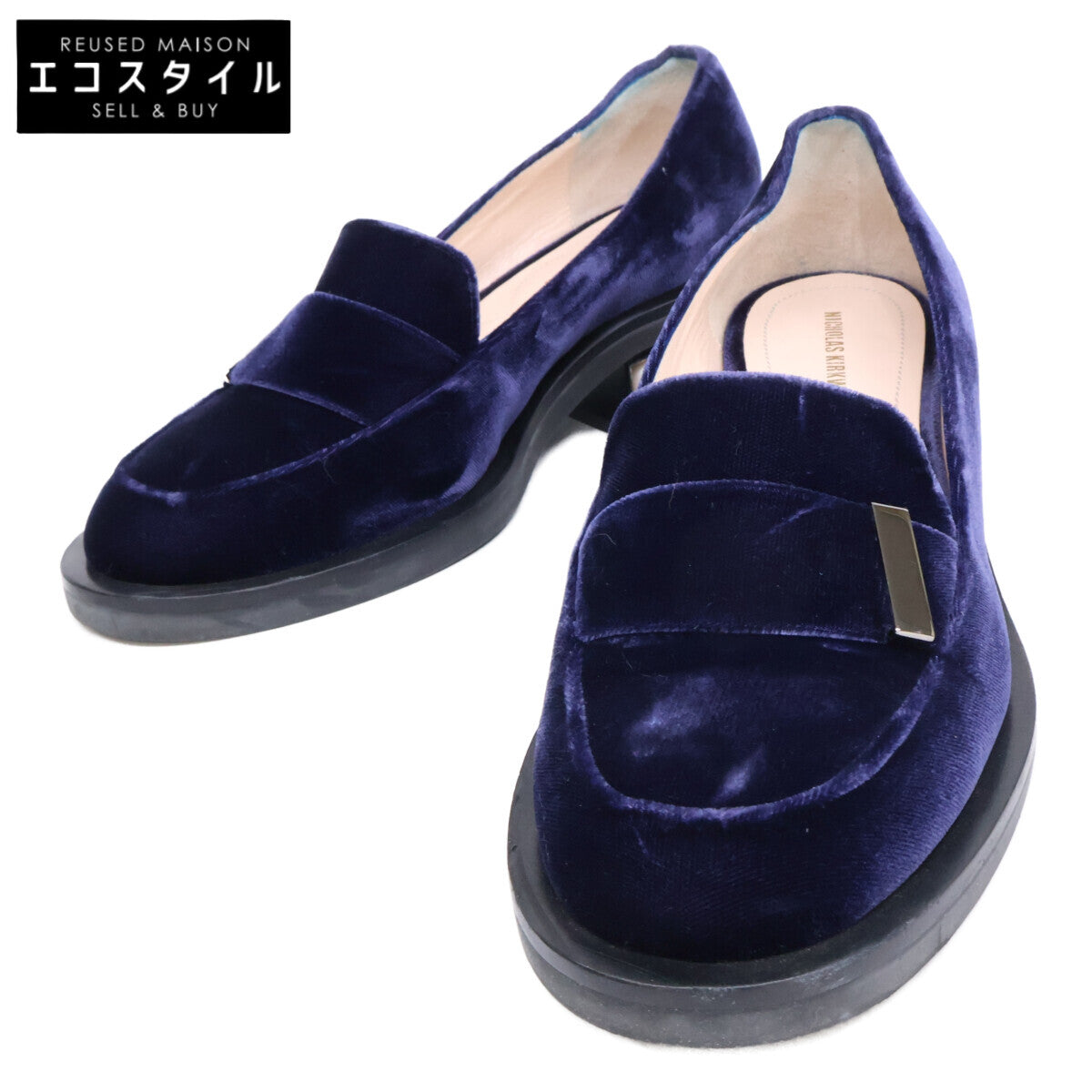 Nicholas Kirkwood ニコラスカークウッド 【美品】ベロア パールヒール ローファー シューズ