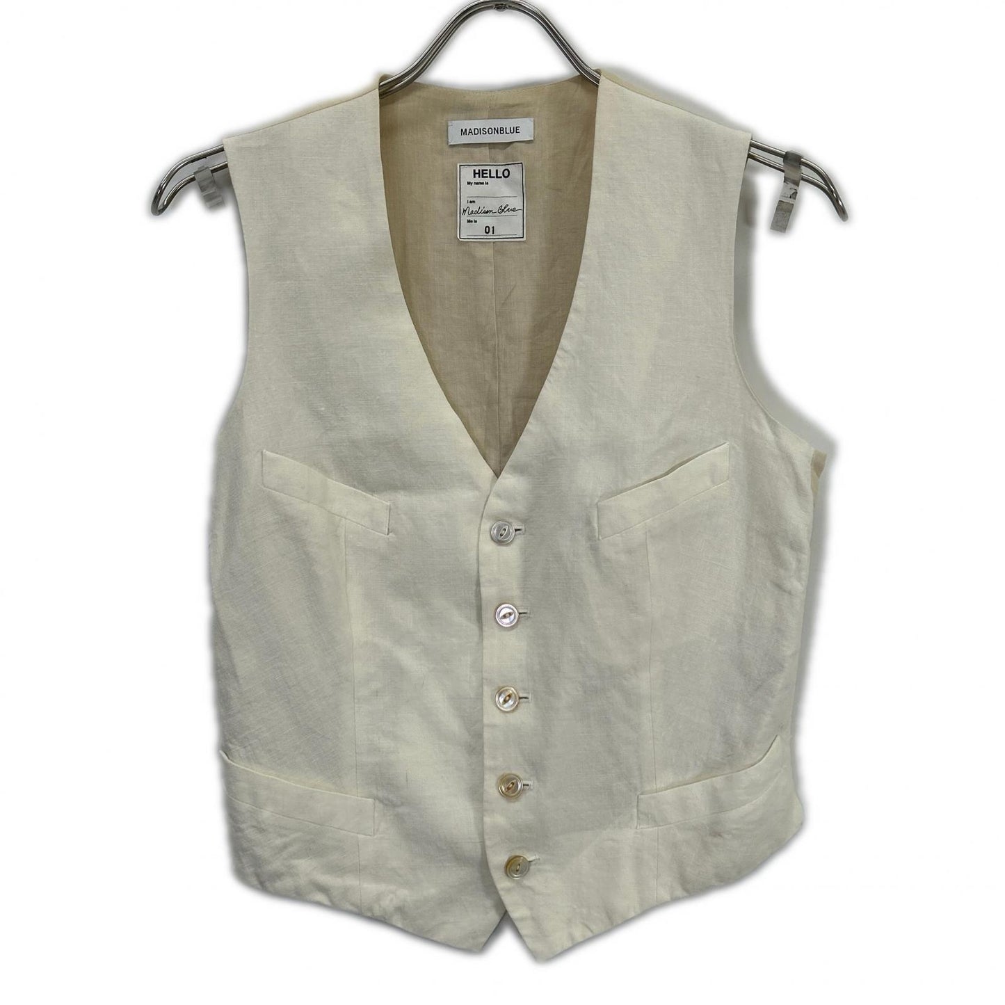 MADISON BLUE Ecru Ivory 100% Linen Vest
