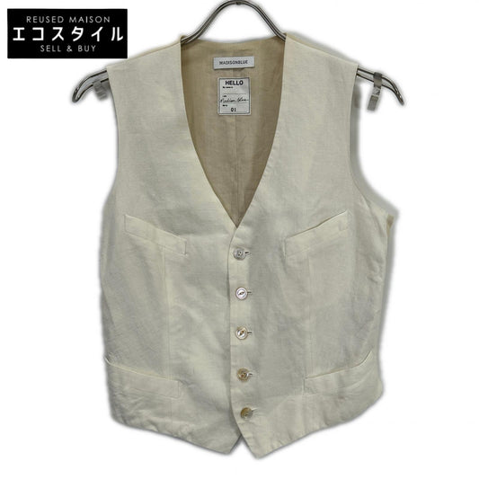 MADISON BLUE Ecru Ivory 100% Linen Vest