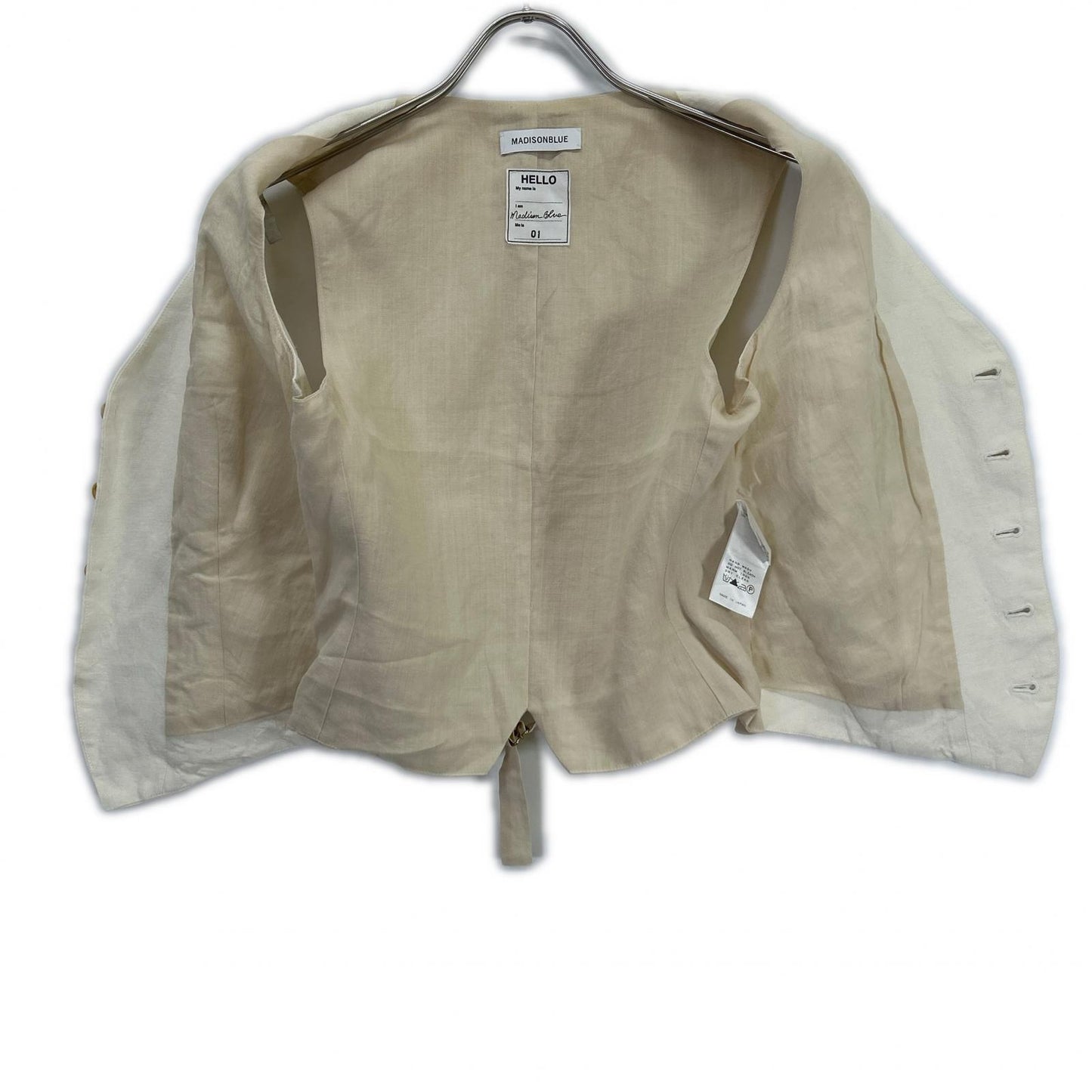MADISON BLUE Ecru Ivory 100% Linen Vest