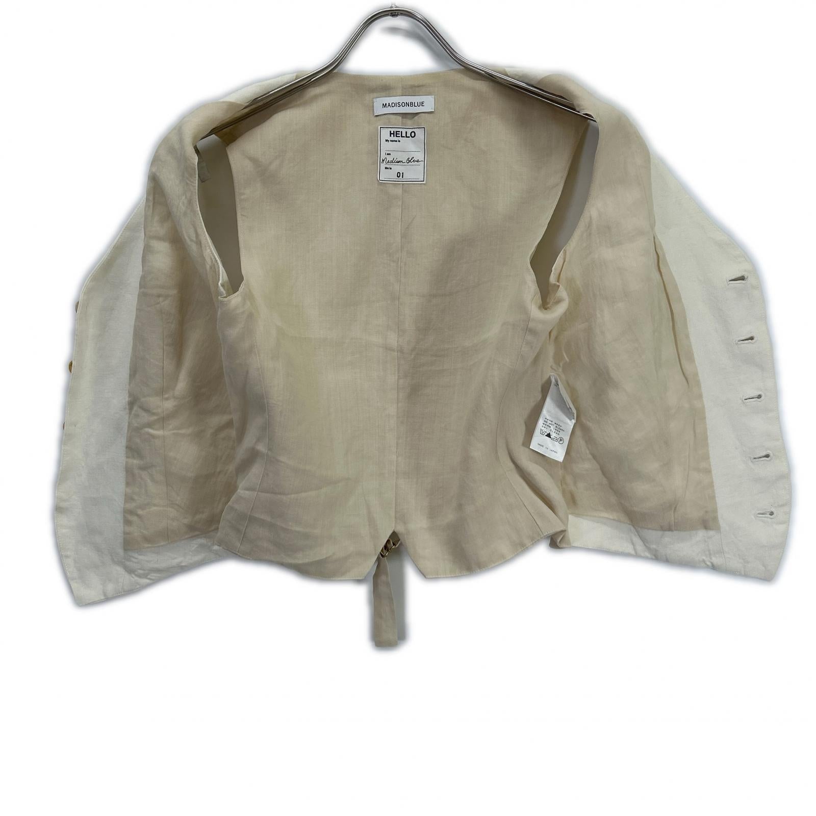MADISON BLUE Ecru Ivory 100% Linen Vest