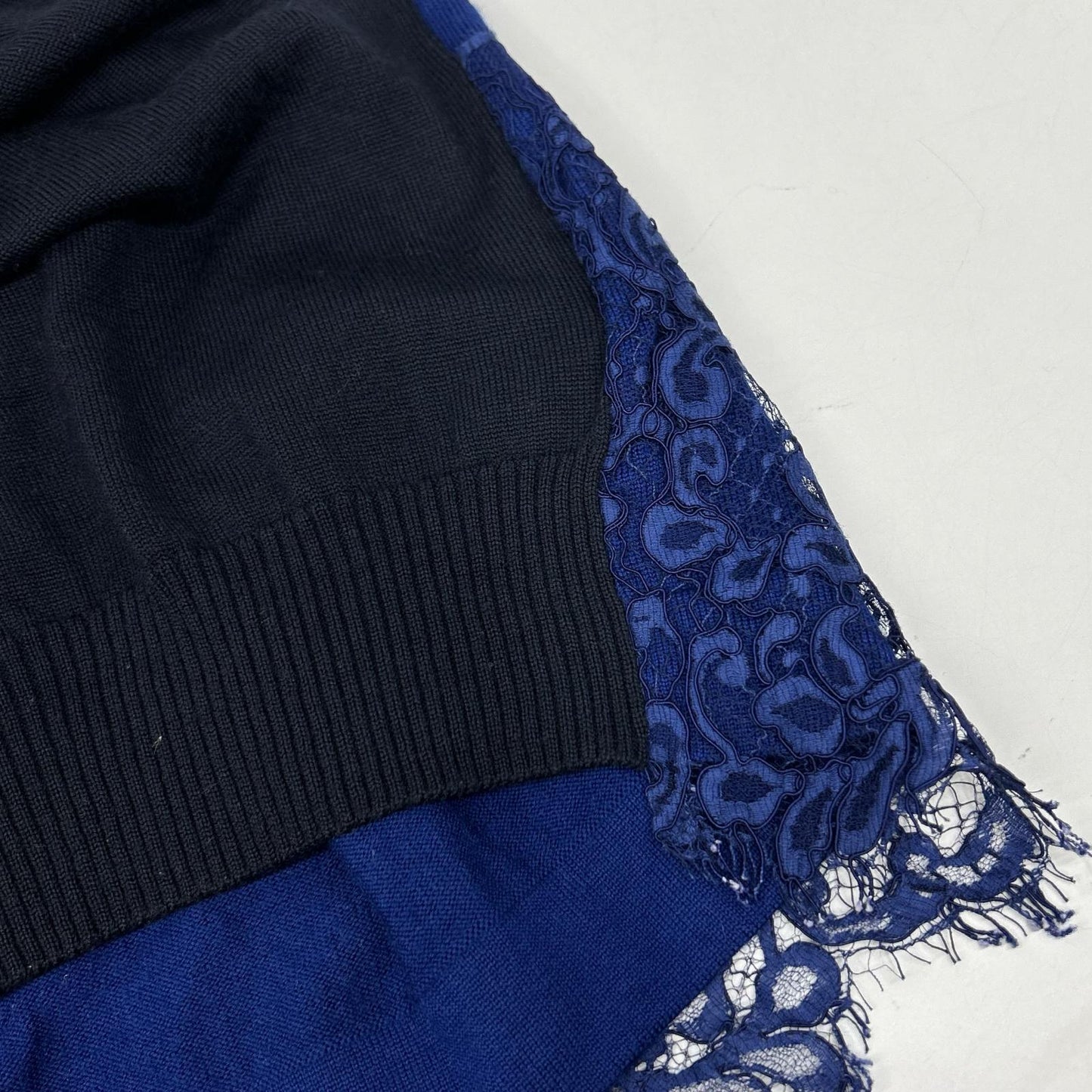 sacai サカイ 13-01900 ネイビー×ブルー レース ドッキング ニット トップス