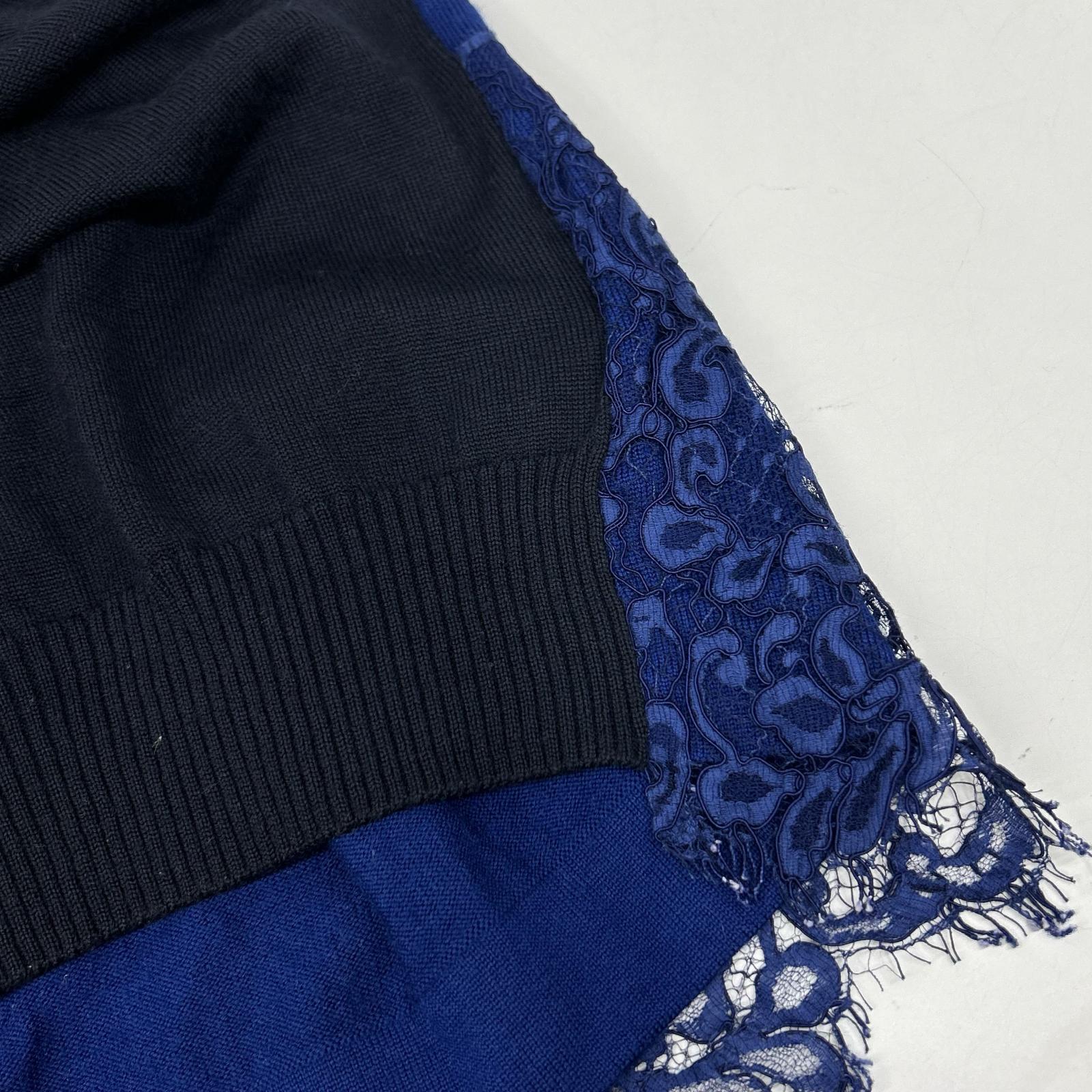 sacai サカイ 13-01900 ネイビー×ブルー レース ドッキング ニット トップス