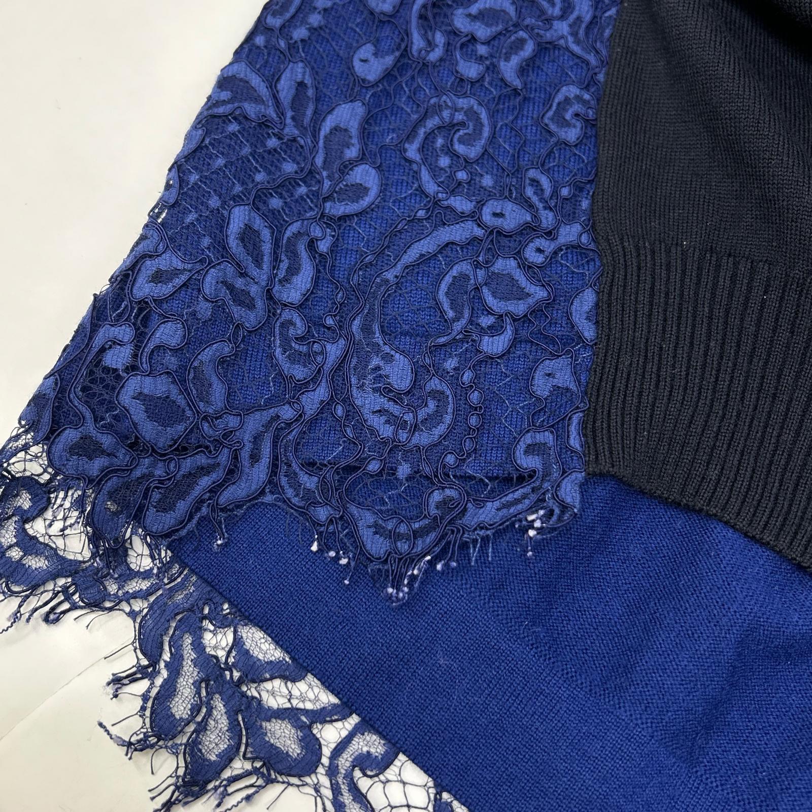 sacai サカイ 13-01900 ネイビー×ブルー レース ドッキング ニット トップス