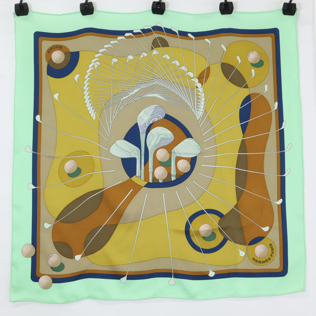 HERMES エルメス SWING ゴルフクラブ カレ70 シルク スカーフ
