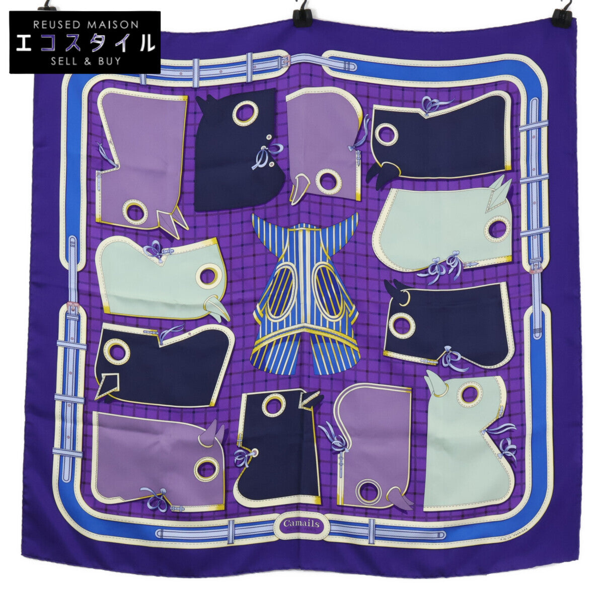 HERMES エルメス 【美品】Camails カマイユ カレ90 シルク スカーフ