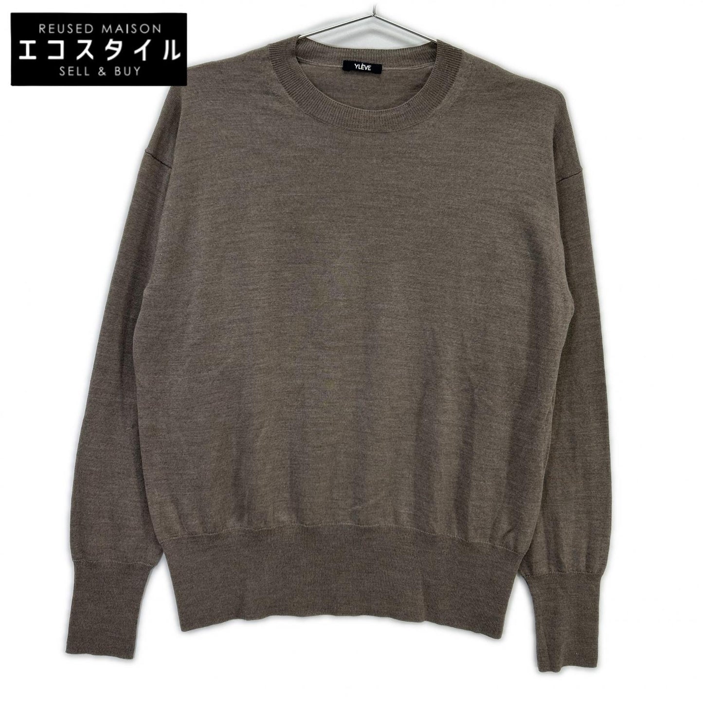 168-8260031 Greige Wool x Silk x Cashmere Pullover Knit Top F Women's