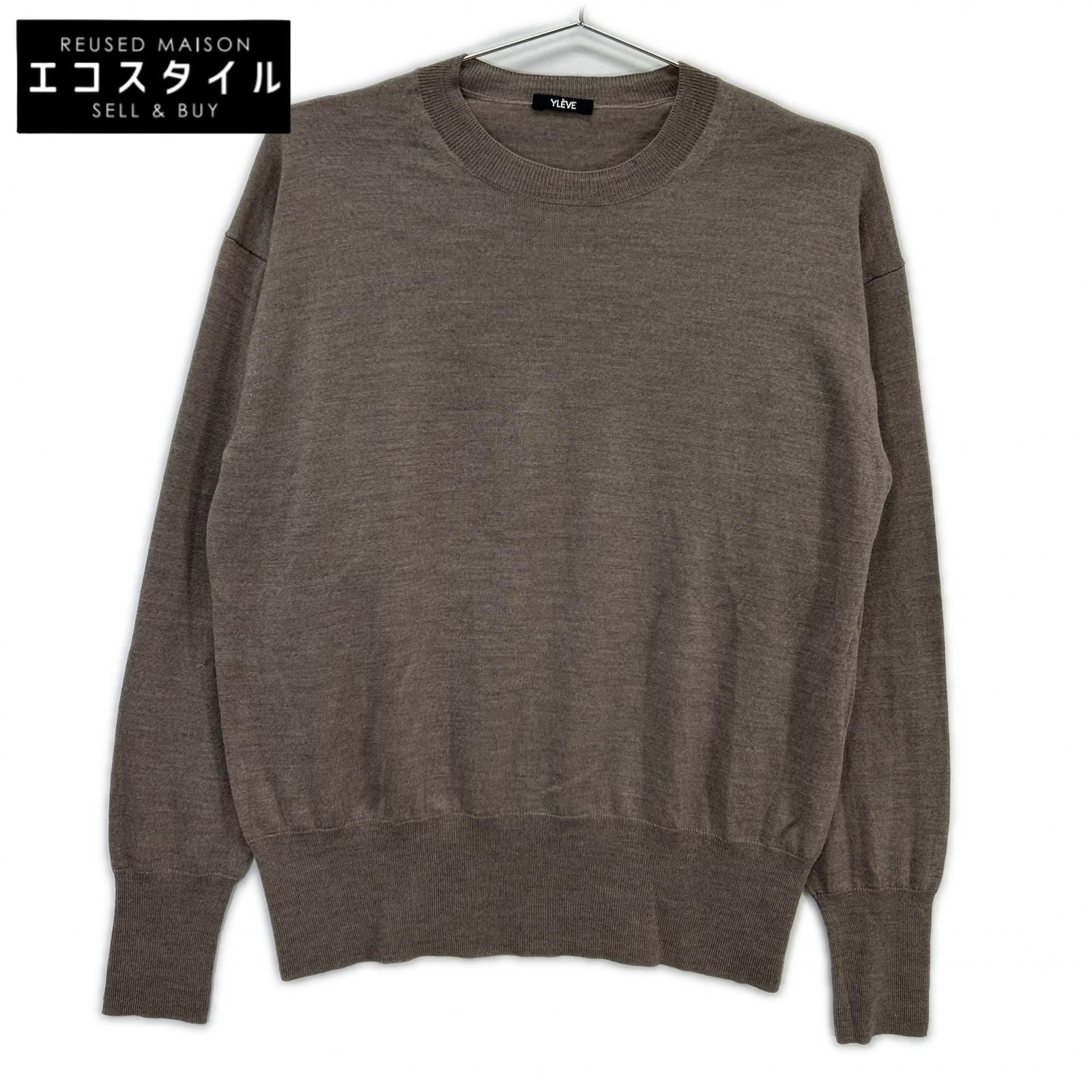168-8260031 Greige Wool x Silk x Cashmere Pullover Knit Top F Women's