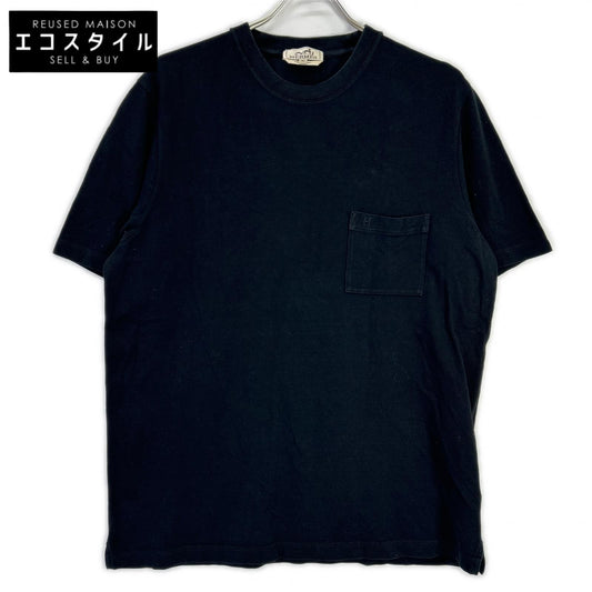 HERMES エルメス ブラック コットン H刺繍 半袖Tシャツ トップス