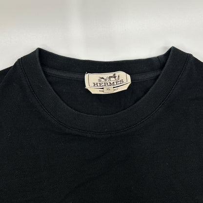 HERMES エルメス ブラック コットン H刺繍 半袖Tシャツ トップス