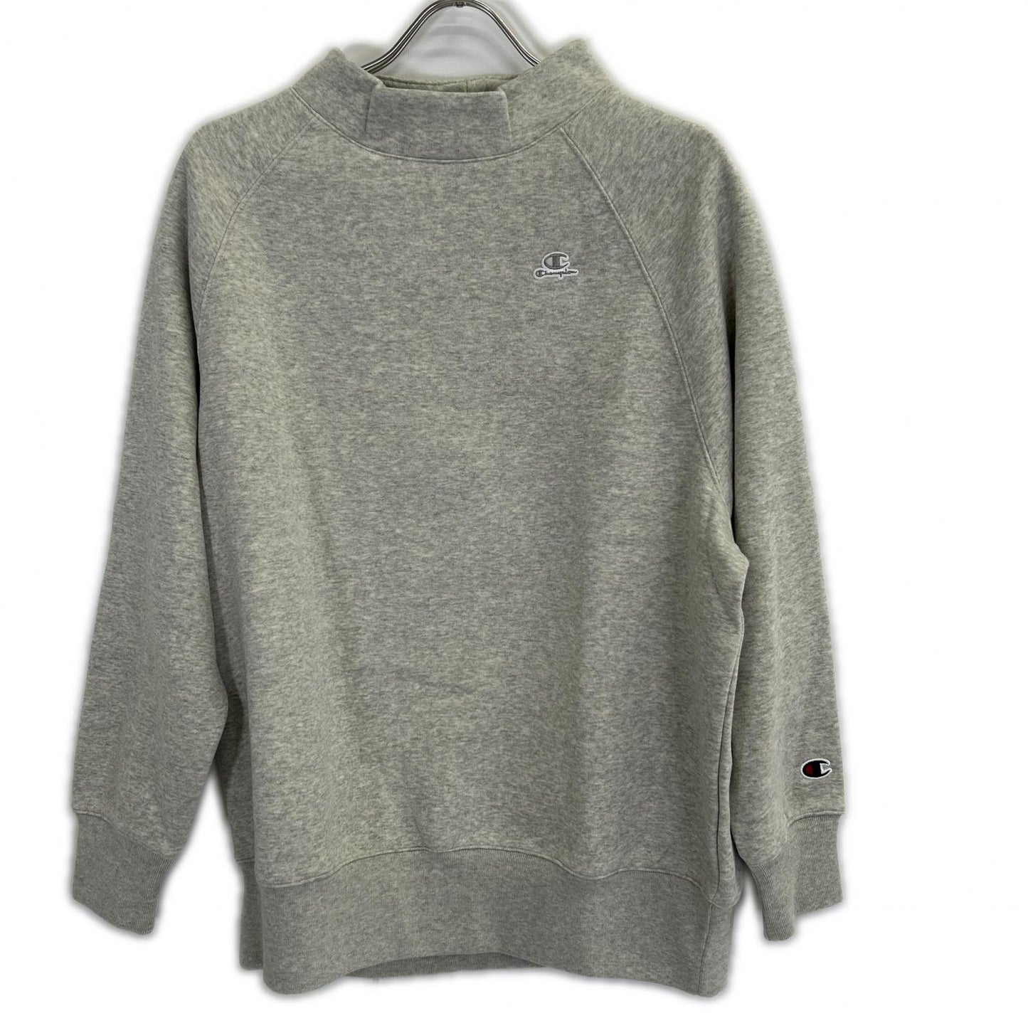 Champion チャンピオン 115484 グレー ワンポイントロゴ モックネック スウェット トップス