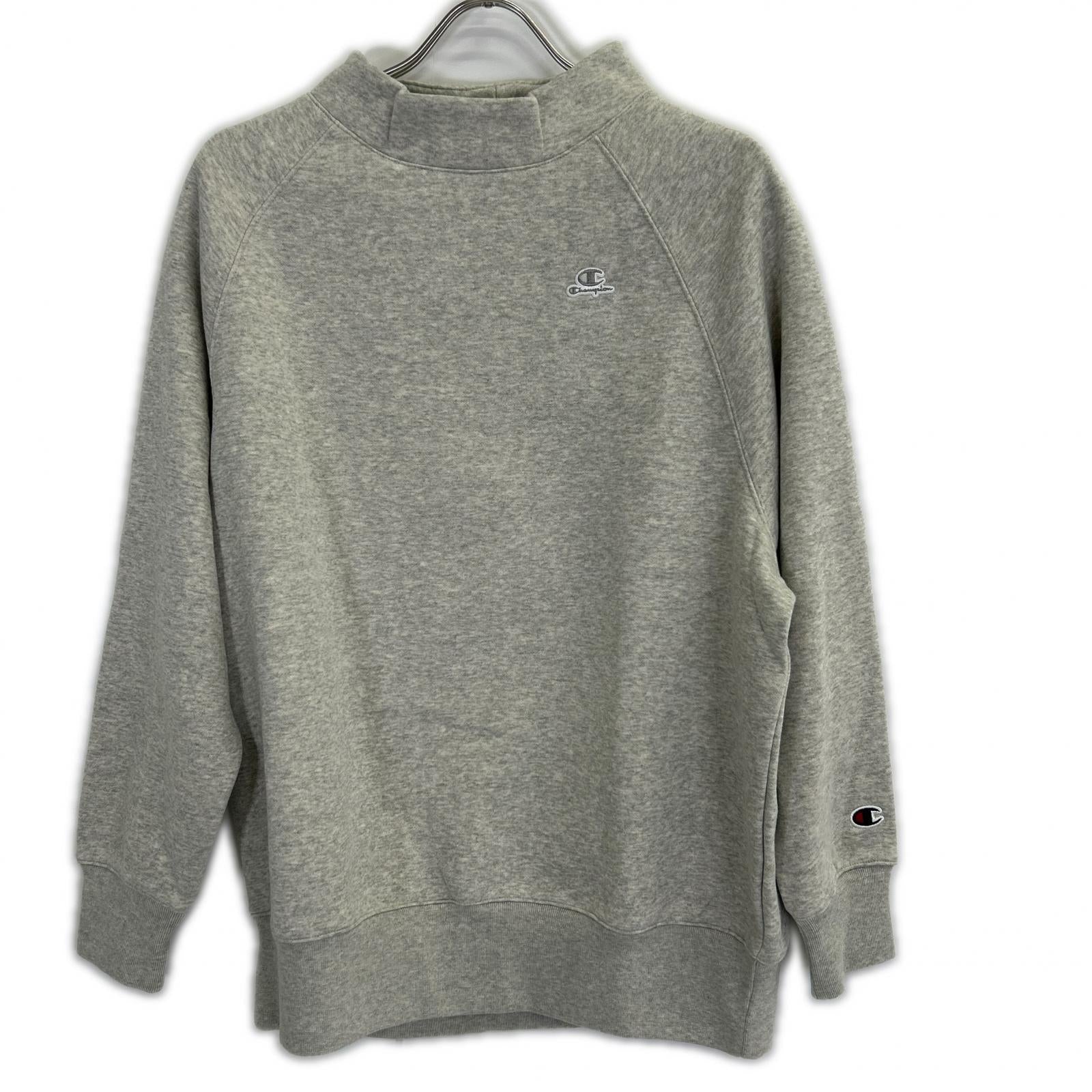 Champion チャンピオン 115484 グレー ワンポイントロゴ モックネック スウェット トップス