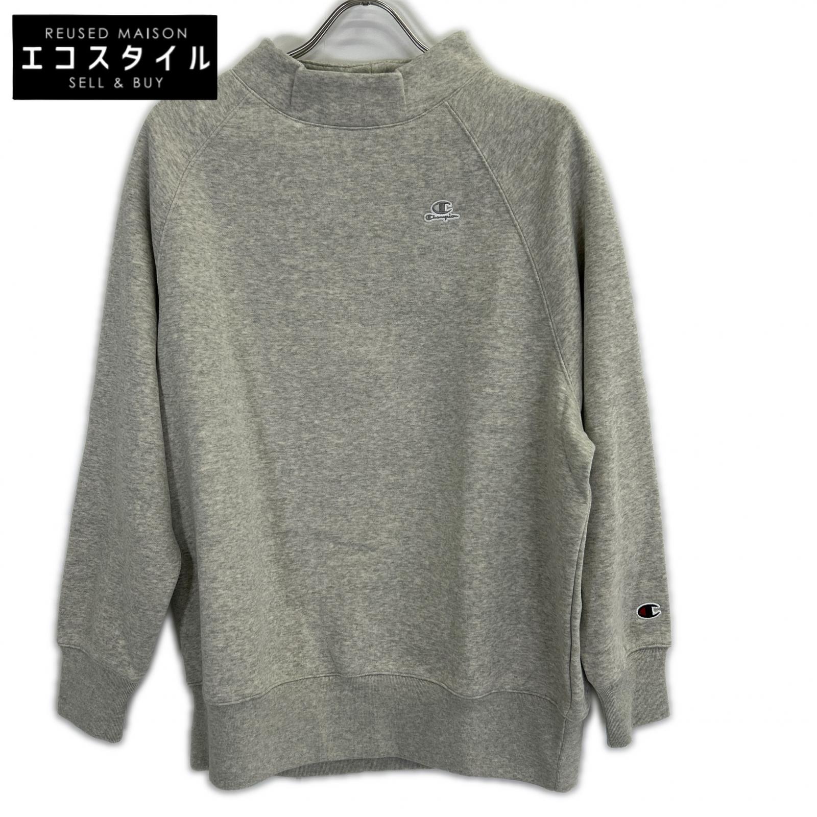Champion チャンピオン 115484 グレー ワンポイントロゴ モックネック スウェット トップス