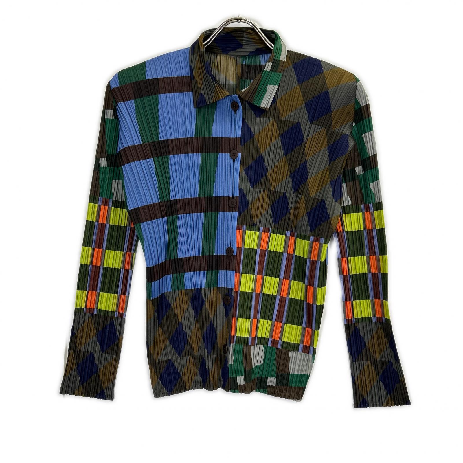PLEATS PLEASE プリーツプリーズ 25AW PP53JJ722 HARMONY ブルー系マルチカラー プリーツ シャツ トップス