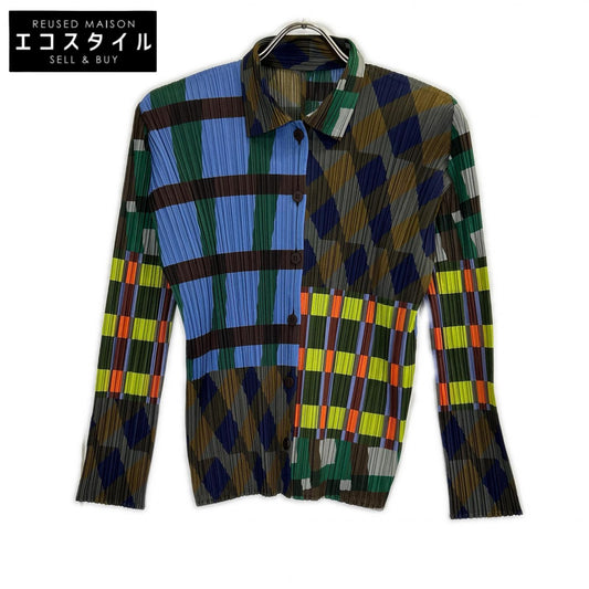 PLEATS PLEASE プリーツプリーズ 25AW PP53JJ722 HARMONY ブルー系マルチカラー プリーツ シャツ トップス