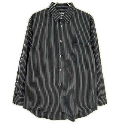 BLACKCOMMEdesGARCONS ブラックコムデギャルソン 1O-B009 25SS ブラック ピンストライプ ジップ シャツ トップス