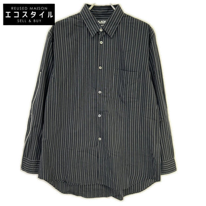 BLACKCOMMEdesGARCONS ブラックコムデギャルソン 1O-B009 25SS ブラック ピンストライプ ジップ シャツ トップス